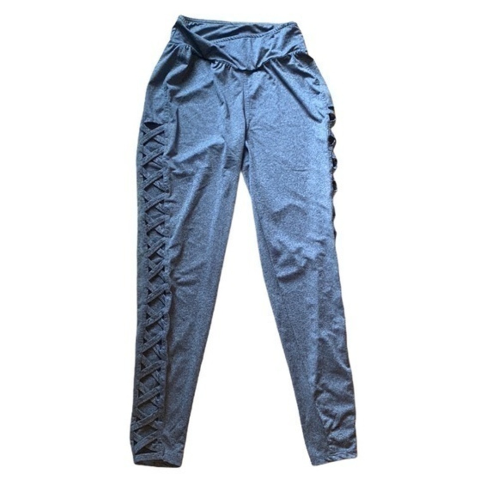 Rue 21 gray leggings with criss cross sides small